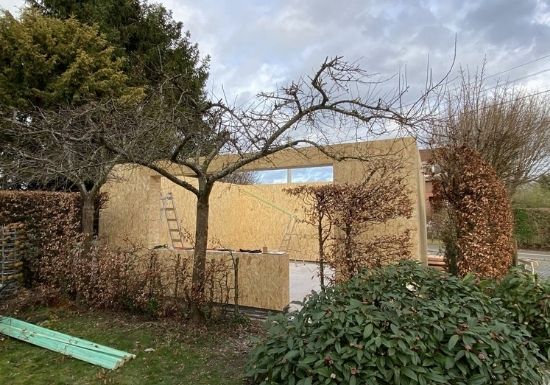Projet d'un garage - atelier en blocs de bois isolés Gablok​